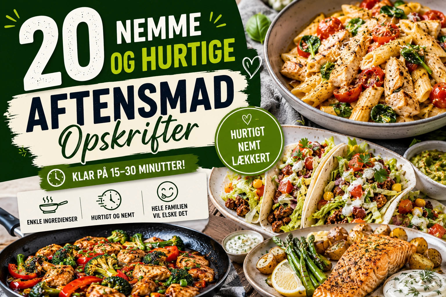 20 nemme og hurtige aftensmad opskrifter til travle hverdage
