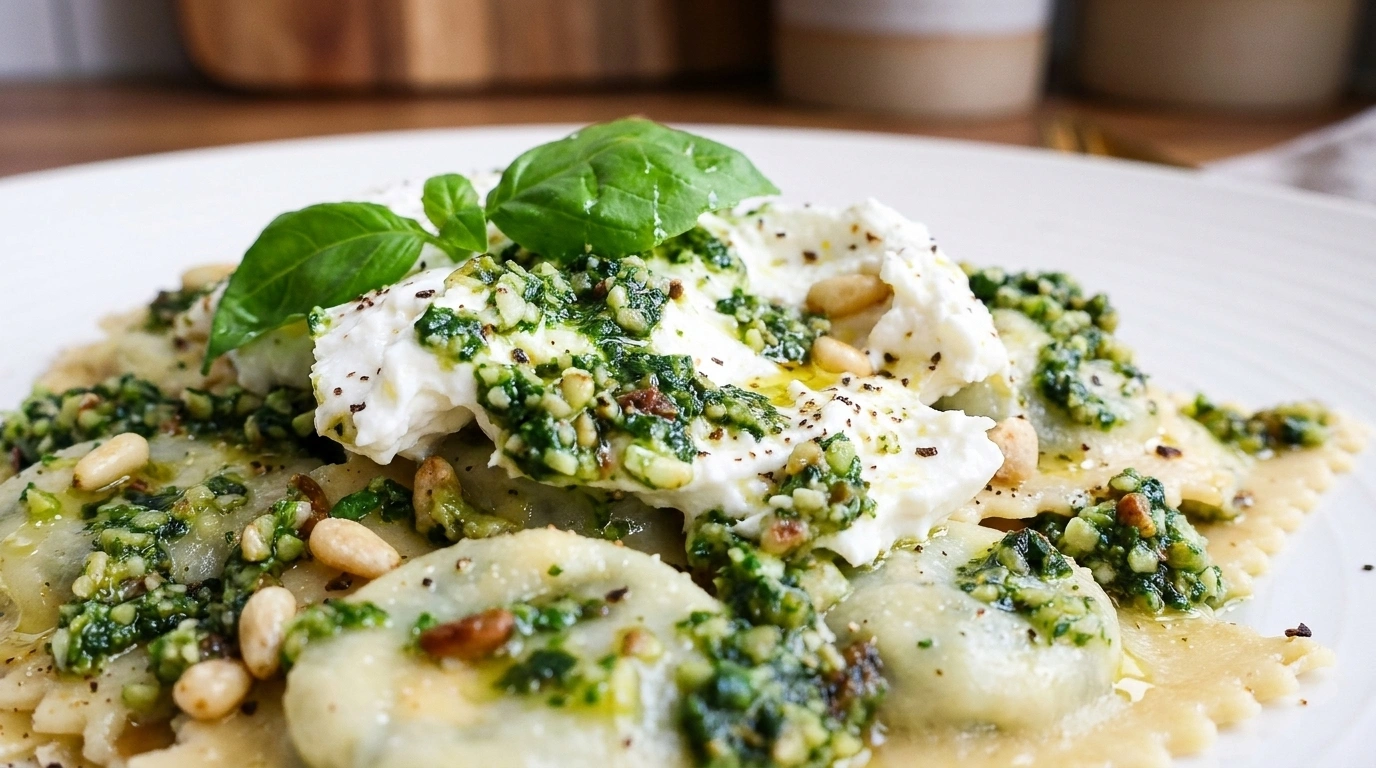 Hjemmelavet ravioli fyldt med ricotta og spinat